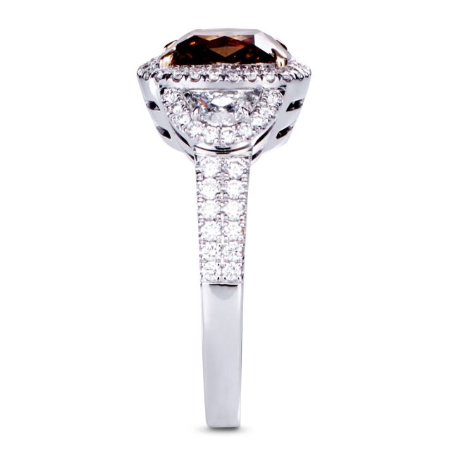 Cognac colored diamond ring in platinum