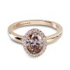 Oval cut champagne diamond ring in rose gold