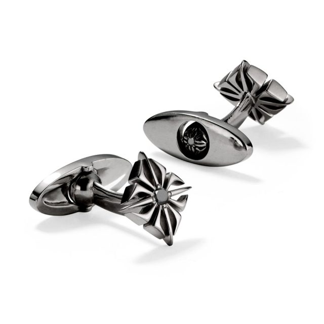 Shamballa Star mansjettknapper i sortrhodinert hvitt gull med sorte diamanter