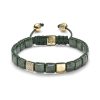 Shamballa small lock armbånd i gult gull med grønn marmor og diamanter