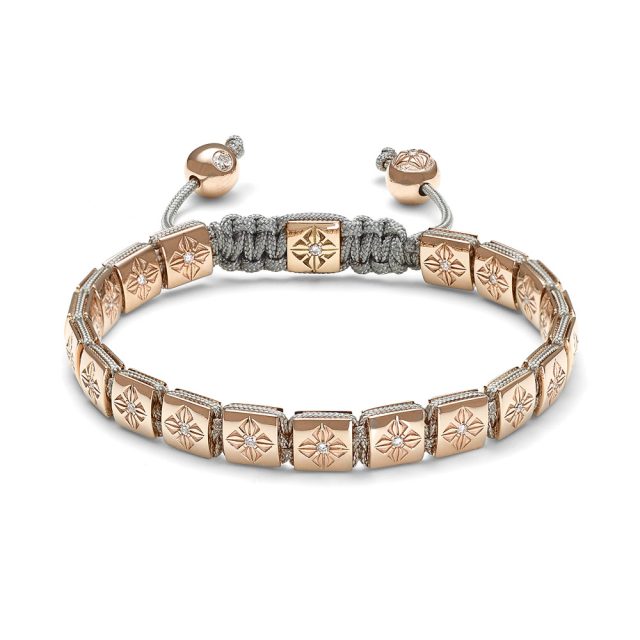 Shamballa small lock bracelet in rose gold with white diamonds