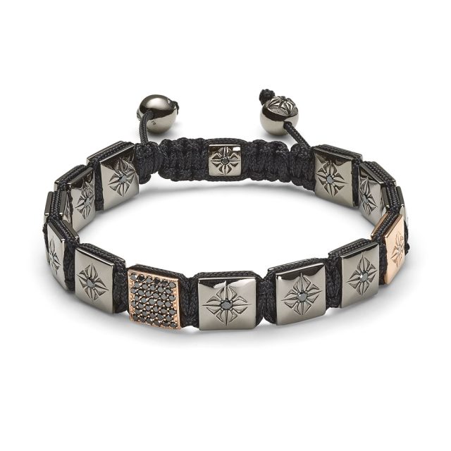 Shamballa lock armbånd i rosé og hvitt gull med sorte diamanter