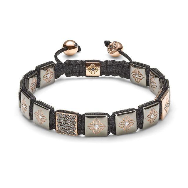 Shamballa lock armbånd i rosé med sorte diamanter og brillianter