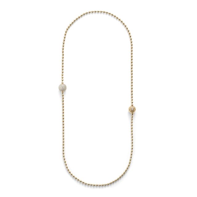 Shamballa royal necklace in yellow gold with white diamonds