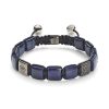 Shamballa big lock bracelet in white gold, blue sapphire and black diamonds