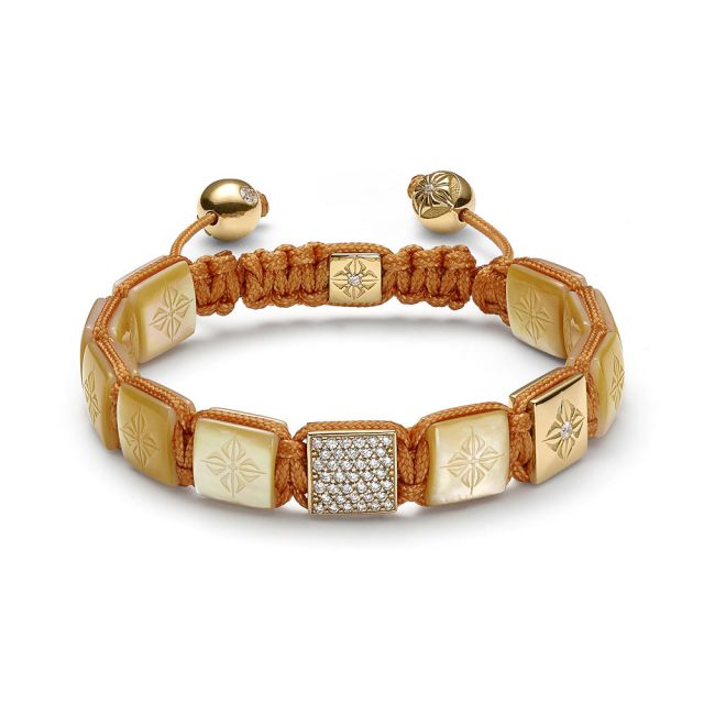 Shamballa lock armbånd i rosé gull med gylden perlemor og diamanter