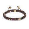 Shamballa 6mm non-braided bracelet in rose gold, diamonds, ebony and green marble
