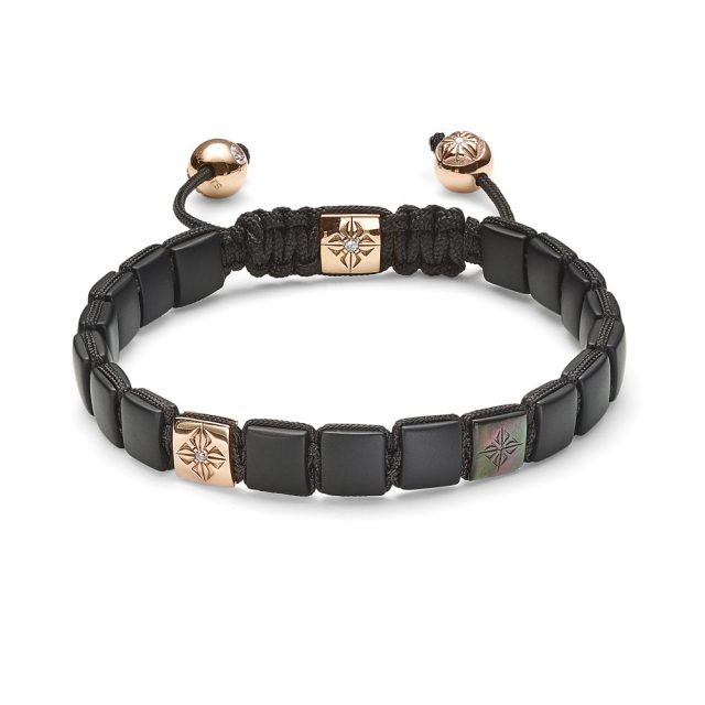 Small lock armbånd i rosé gull, onyx og tahiti perlemor