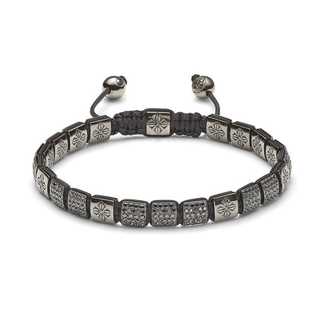Shamballa small lock bracelet in black rhodium white gold with black diamonds
