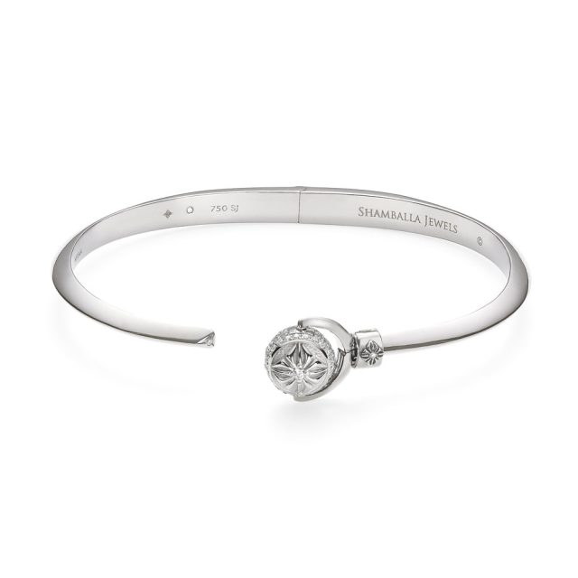 Shamballa Nyima cuff in white gold with white diamonds