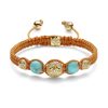 Shamballa macrame bracelet in yellow gold with diamonds and turqouise