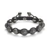 Shamballa 10mm armbånd med sorte diamanter
