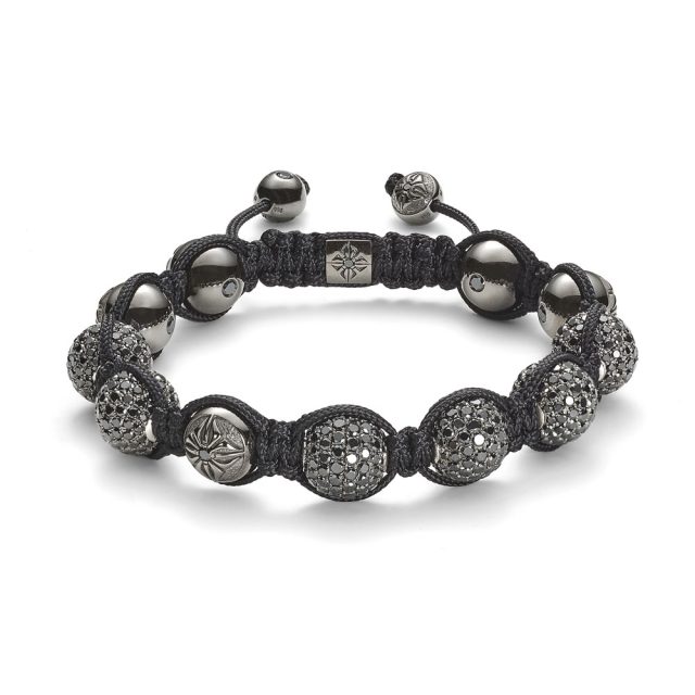 Shamballa 10mm armbånd med sorte diamanter