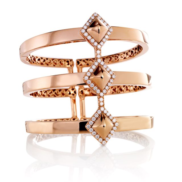 Cocktail armring i roségull med diamanter