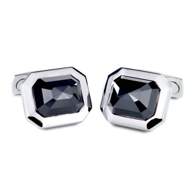 14 ct. black diamond cufflinks in white gold