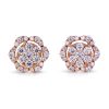 Flower stud earrings in rose gold with white diamonds