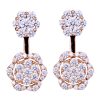 Two part earrings in rose gold with white diamonds