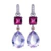 Creol collection earrings in white gold with amethyst, rhodolite garnet and diamonds