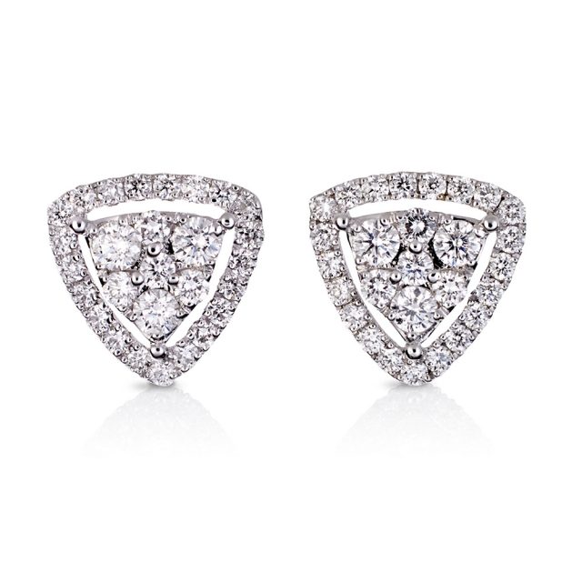 Triangle stud earrings in white gold with white diamonds