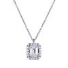 Exclusive anheng i platina med smaragdslipt diamant