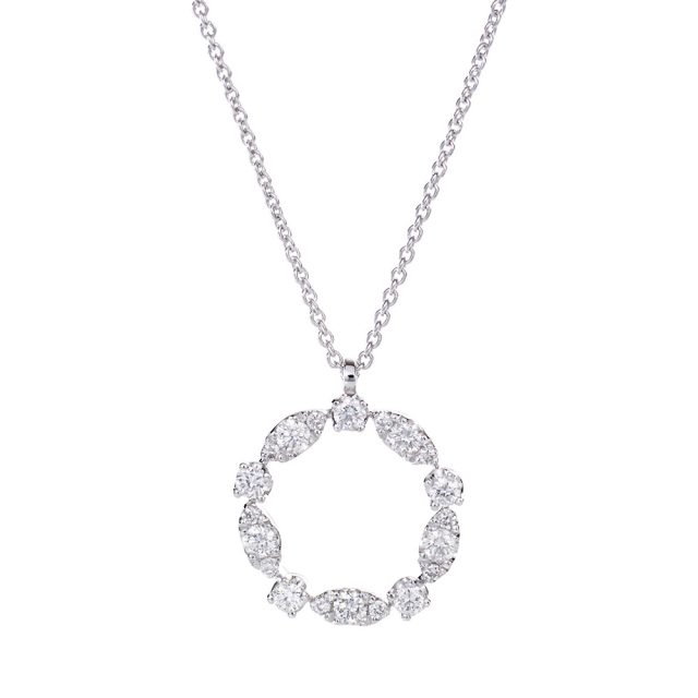 Fancy cut pendant in white gold and white diamonds