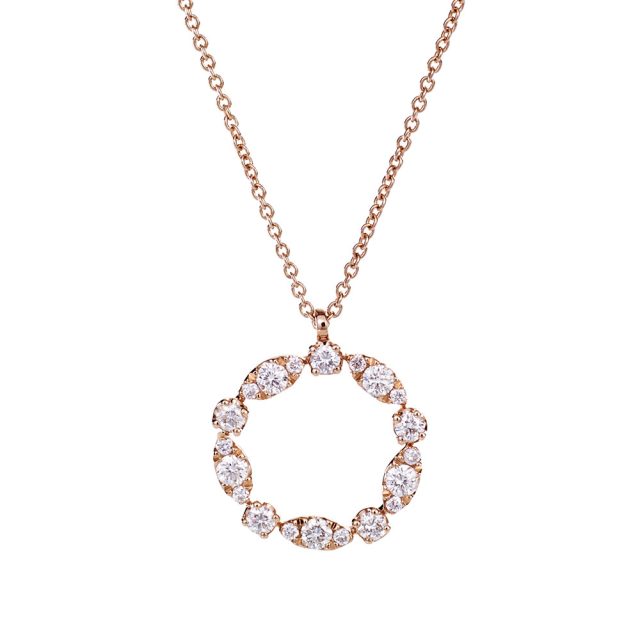 Fancy cut pendant in rose gold and white diamonds