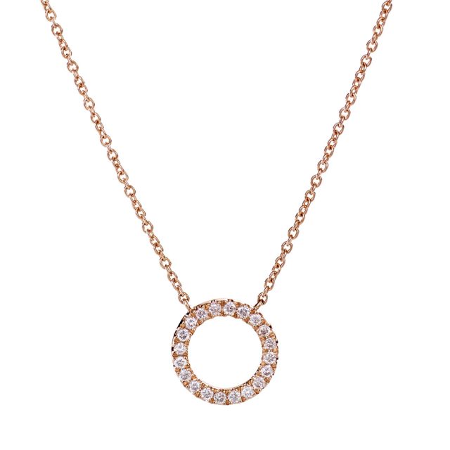 Round pendant in rose gold and white diamonds