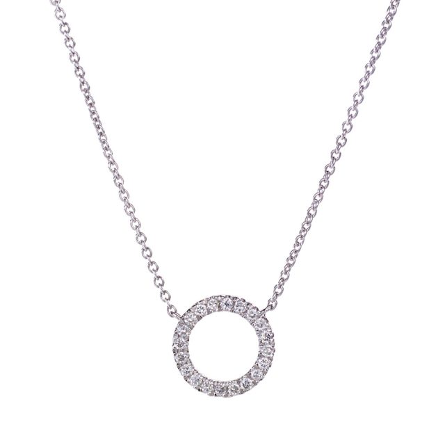 Round pendant in white gold and white diamonds