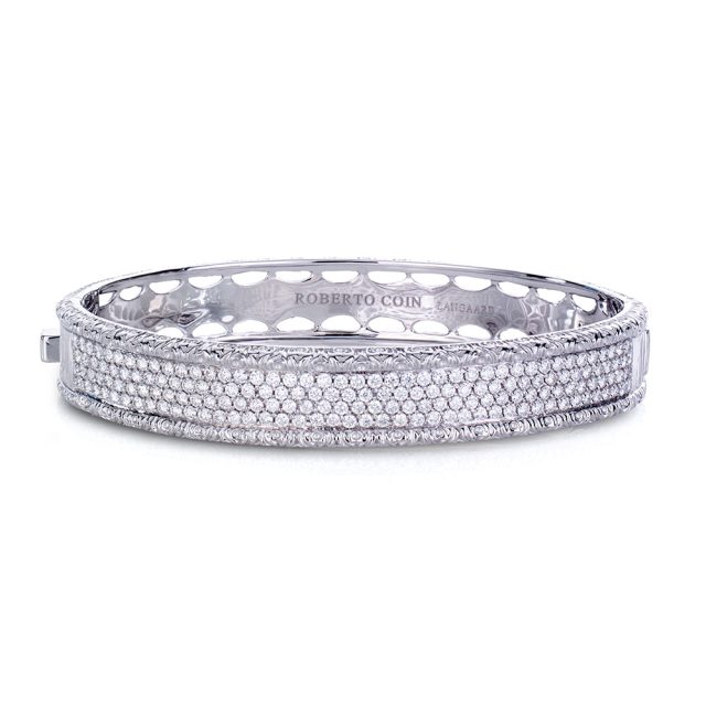 Florentine bracelet in white gold with white diamonds