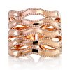 Wavy cocktail bracelet in rose gold and white diamonds
