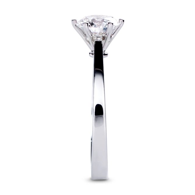 6 prong solitaire engagement ring in platinum