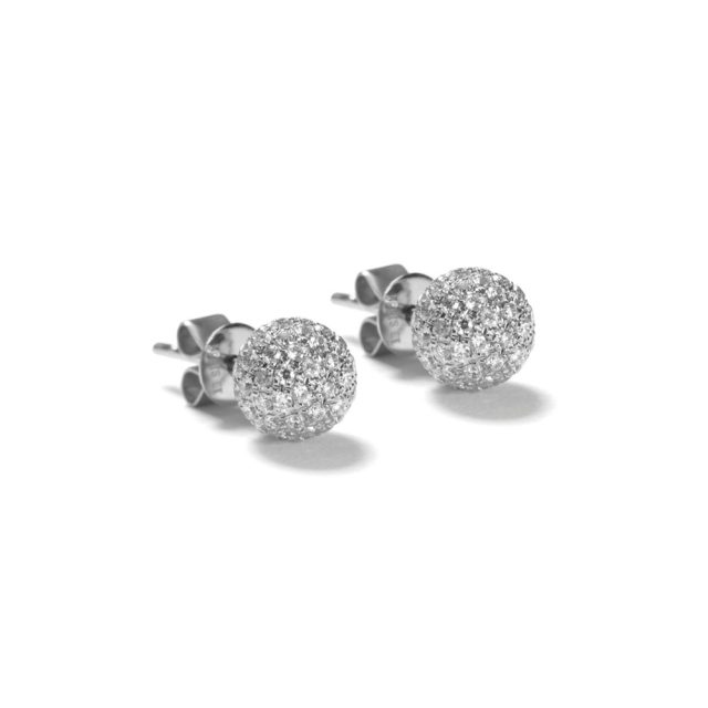 Pavé 6mm ørepynt i hvitt gull med diamanter