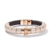 Shamballa big Korne bracelet in rose gold, leather and white diamonds
