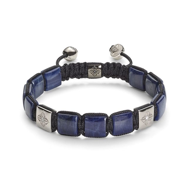 Shamballa big lock armbånd med safir, hvitt gull og diamanter