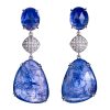 Tanzanite, white diamond and Iolite earrings in white gold