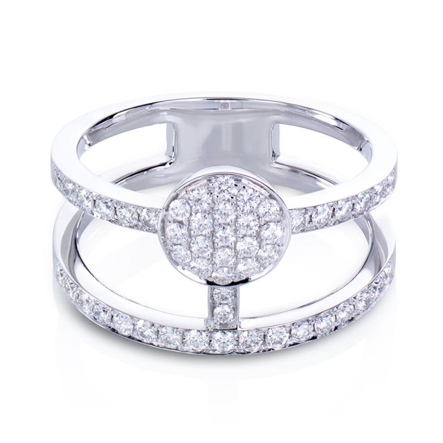 Circle ring i hvitt gull med diamanter