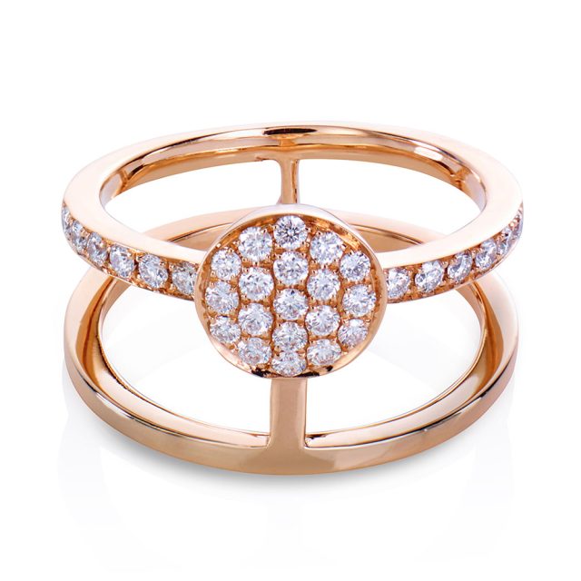Circle ring i rosé gull med diamanter