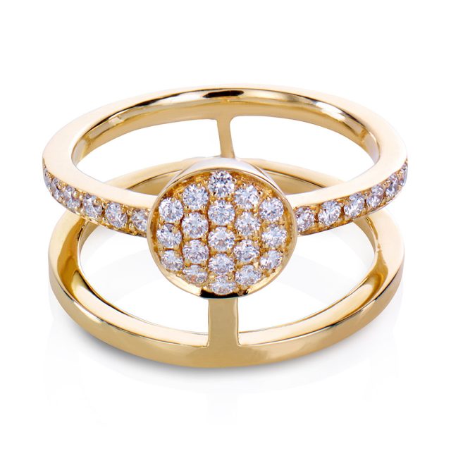 Circle ring i gult gull med diamanter