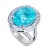 Paraiba tourmaline and white diamond ring in platinum
