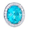 Paraiba tourmaline and white diamond ring in platinum