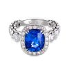 4 carat sapphire and white diamond ring