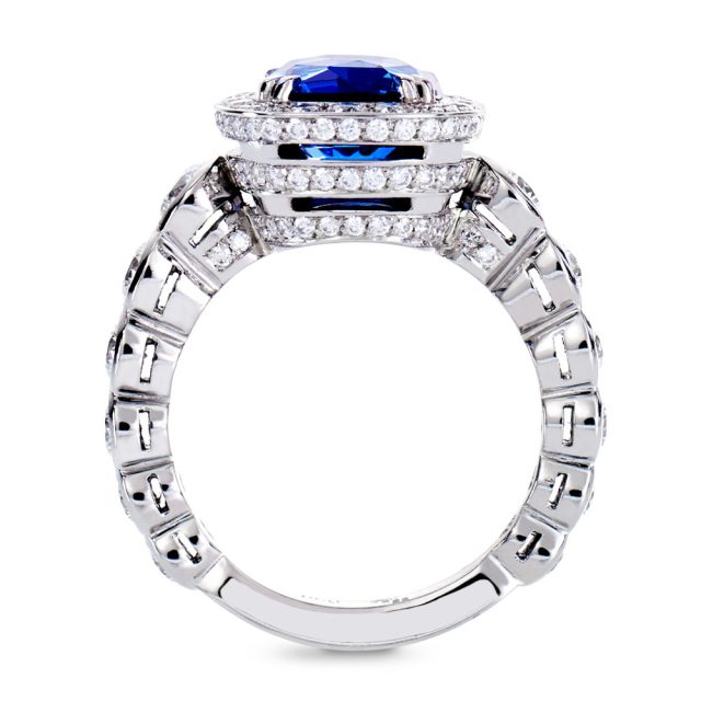 4 carat sapphire and white diamond ring
