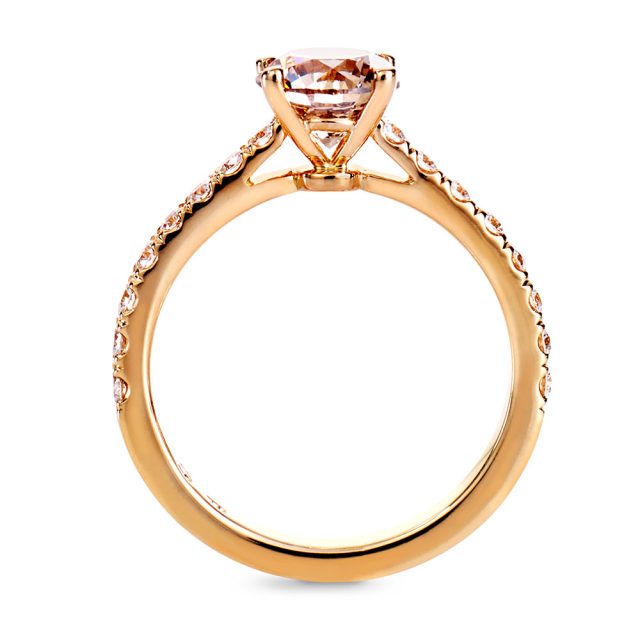 4 prong champagne diamond solitaire ring in rose gold