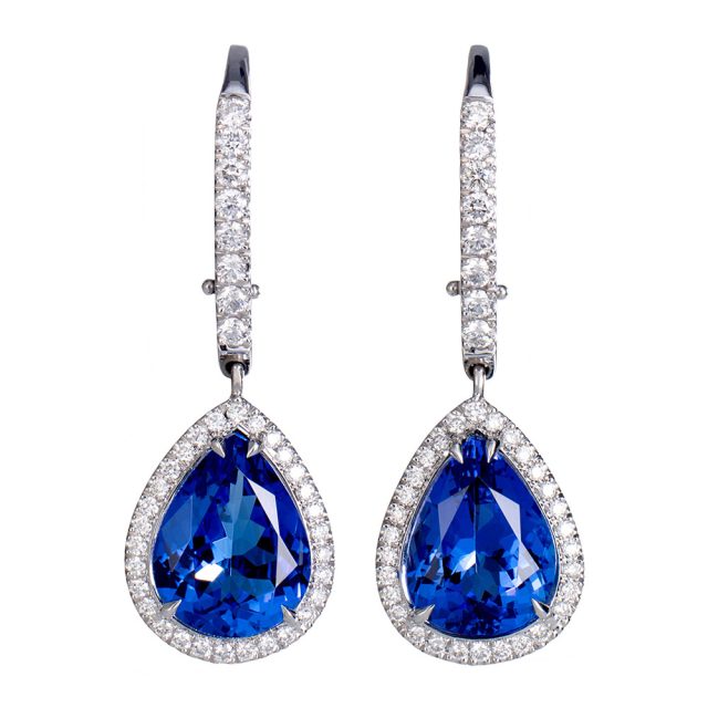 Tanzanite and white diamond earrings in white gold