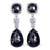 Rose cut black and brilliant cut white diamond earrings