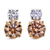 Two stone white and champagne coloured diamond earrings