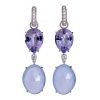 Creol collection earrings with amethyst, lavender chalcedony and white diamonds