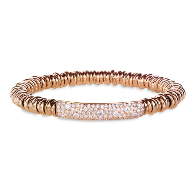 Stretch-armbånd i roségull med diamanter