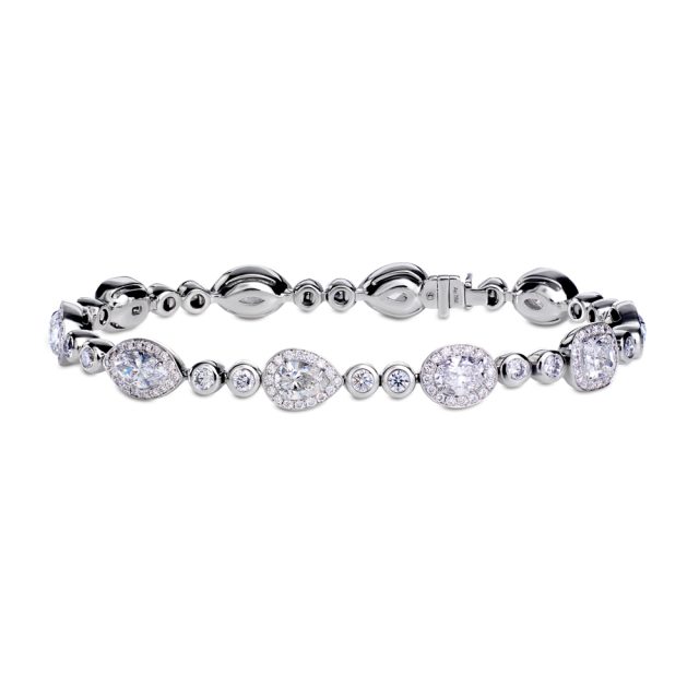 Fancy cut exclusive collection diamond bracelet in white gold