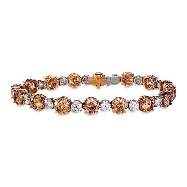 Armbånd med champagnefargede diamanter og brillianter